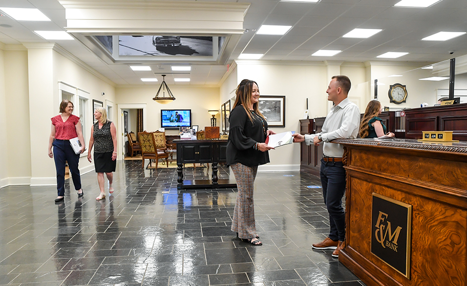 Inside F&M Bank Concord office